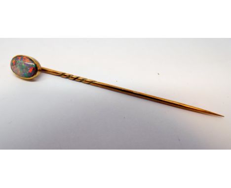 Victorian stick pin set with an oval opal 