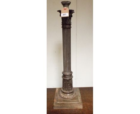 Heavy Victorian brass Corinthian column lamp, approx 2' high