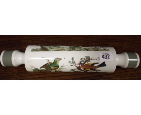 Water filled china rolling pin decorated with birds 