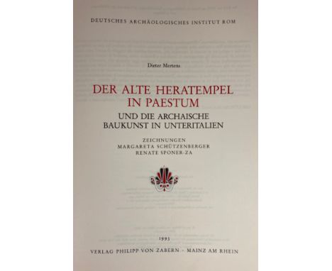 MERTENS, D. Der alte Heratempel in Paestum und die archaische Baukunst in Unteritalien. Mainz a/R., 1993. xviii, 193, (3) pp.