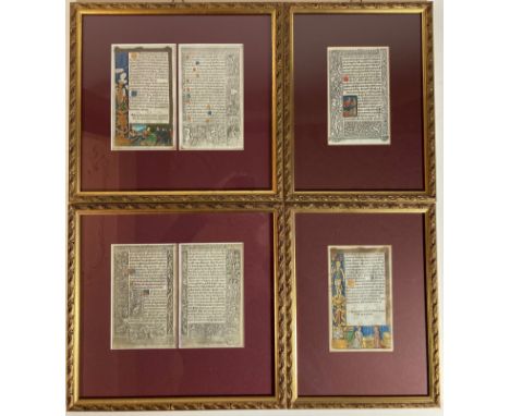 BOOK OF HOURS -- COLLECTION of 6 loose leaves from printed books of hours (post-incunables), of which 5 printed by Gillet Har