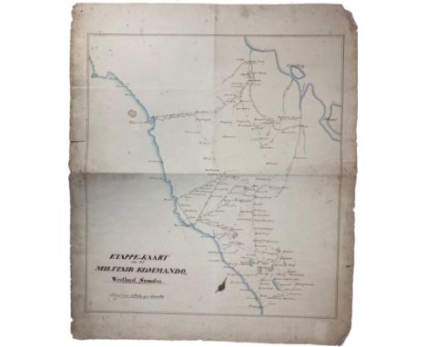 MALAY ARCHIPELAGO -- SUMATRA -- "ETAPPE-KAART van het Militair Kommando, Westkust Sumatra. Schaal van 16 Palm op 1 duim Rh". 
