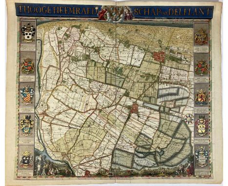 LOW COUNTRIES -- "THOOGE HEEMRAEDSCHAP van Delflant". N.pl., 1712-50. Engr. plain general map of polder district 'Delfland' b