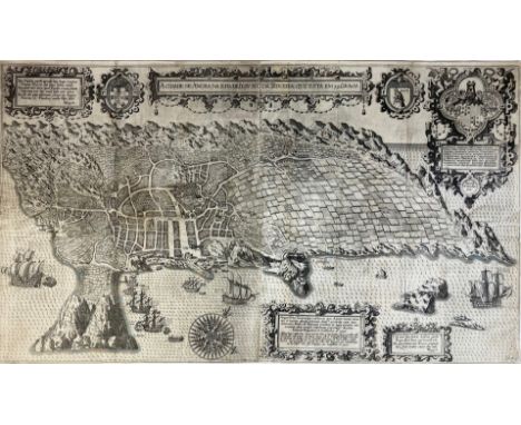 AZORES -- LINSCHOTEN, HUYGEN VAN -- "A CIDADE DE ANGRA. Na ilha de Iesu xpoda Tercera. Que esta em 39. graos". (Amsterdam, 15