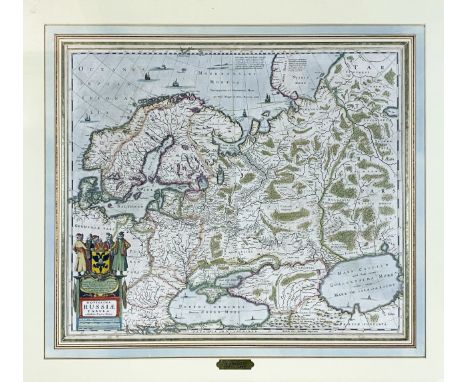 EASTERN EUROPE -- RUSSIA -- "NOVISSIMA RUSSIÆ TABULA". (Amst.?, H. Hondius, 1633). Engr. map in cont. colouring by I. Massa. 