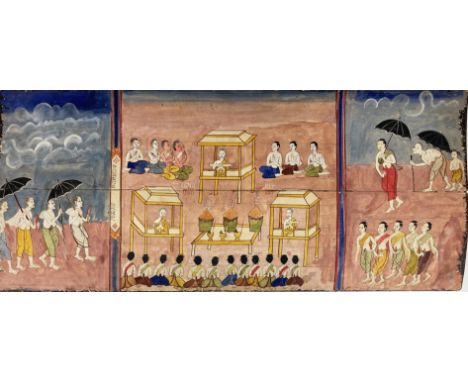 THAI MANUSCRIPT. 20th c. (?). 96 double-sided fold-out lvs. (148 x 674 mm). Concertina fold. manuscript on thick paper. W. to