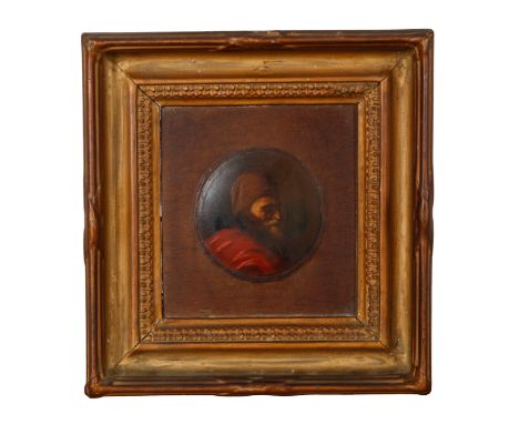 CONTINENTAL SCHOOL, A roundel portrait of a bearded gentleman depicted bust-length in profile, oil on panel, the roundel 9cm 