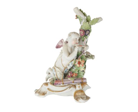 A DERBY TYPE PORCELAIN FIGURE OF CUPID 19th century, with a bow and arrow, 19cm highFrom a private Dorset collection. 