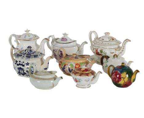 A 'FACTORY Z' TEAPOT AND COVER  Circa 1810, probably Wolfe, decorated with puce transfer printing of figured in front of a co