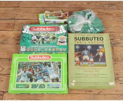 A collection of three Subbuteo table soccer sets including Dream Team Edition and Continental Club Edition