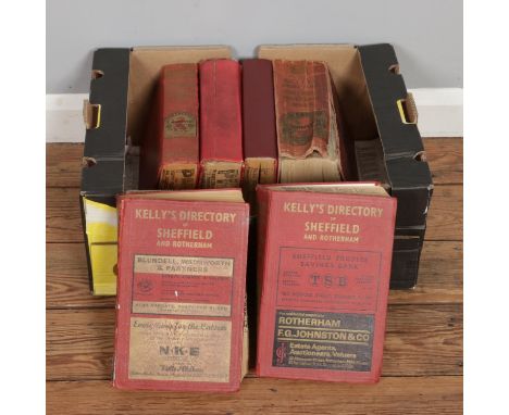 Six volumes of vintage Kelly's Directory of Sheffield and Rotherham, year includes 1948, 1957, 1961, 1967, 1968 and 1973.