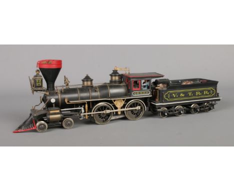 A RivaRossi 4-4-0 Genoa Old Timer Locomotive and Tender, with Virginia &amp; Truckee livery.