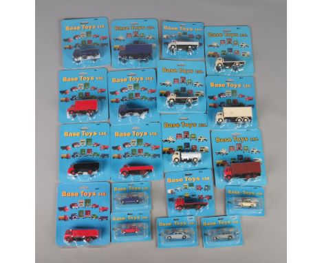A collection of twenty one Base Toys Ltd. 1:76 scale diecast vehicles in original blister packs to include several truck exam