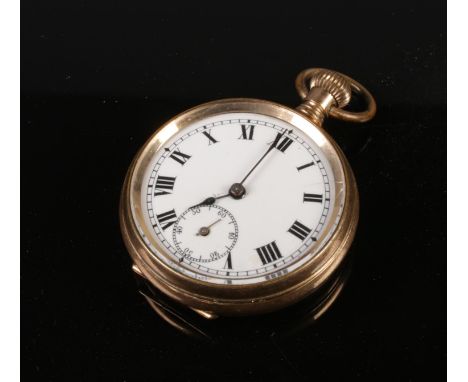 A gold plated fob watch, stamped to inside 'Watch Case Co Elgin USA'