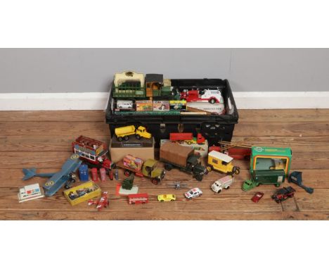 A large collection of scale model and die-cast vehicles and accessories, some boxed. To include Matchbox, Dinky, Lledo, Airfi