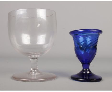 Two 19th century glasses including a Georgian rummer and an early Bristol blue glass egg cup