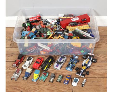 A large quantity of die cast vehicles including examples by Burago, Majorette, Polistil, Lesney, Matchbox, Dinky Toys and Rea