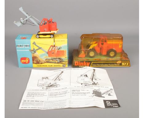 Two vintage boxed die-case vehicles' Corgi 1128 Priestman "Cub" Shovel and Dinky 973 Eaton Yale Articulated Tractor Shovel.  