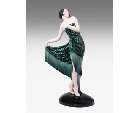 Friedrich Goldscheider Wien, Figur "Spanischer Shawl"Modell von Josef Lorenzl, 1928/29. Keramik, polychrom glasiert. Am Boden