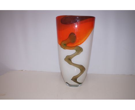 Large Art Glass Svaja Vase, Signed to Base - 42cm h 