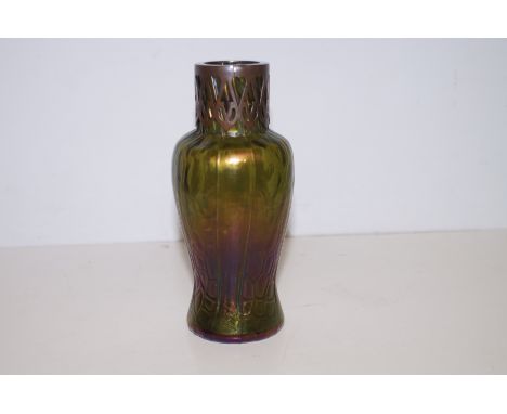 Loetz? Glass Vase with Metal Rim