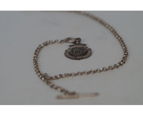Silver Watch Chain &amp; Fob with T Bar