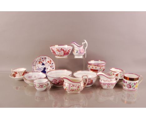 A collection of Victorian Sunderland lustre pottery, with bowls, plates, jugs and more, some damages