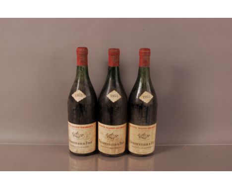 Three vintage bottles of Nuits Saint George Geisweiler &amp; Fils 1955 red wine 