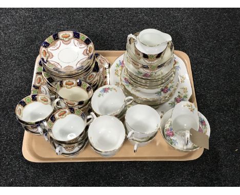 A tray of twenty-one piece Staffordshire New Chelsea tea service together with a further part antique china tea service 