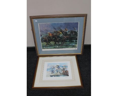 A Martin Cowton signed limited edition print, Desert Orchid, number 15 of 750, together with a Claire Eva Burton lithographic