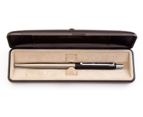 Montblanc Slim Line ballpoint pen, push button mechanism, matte black and steel, in box