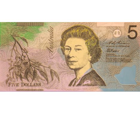 Steve Kaufman (1960-2010), Five Dollars, Australia, screen print, signed SAK and numbered verso 3 of 50, 34cm x 67cm, framed