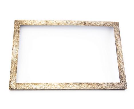 An American Art Nouveau silver frame, large, easel form, lacking back or interior, etched and chased with lily of the valley,