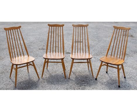 Four Ercol light elm and beech Goldsmiths chairs (4)