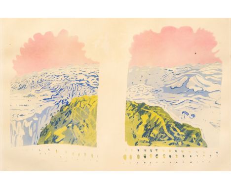 Patrick Procktor (1936-2003), Terrace Landscape, print, signed and numbered 2 of 60, 43cm x 63cm, framed but unglazed