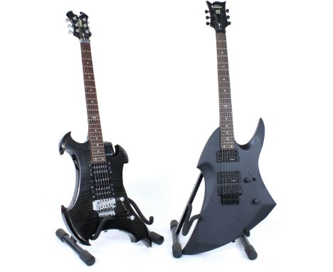 Two JHS vintage Metal Axxe electric guitars,&nbsp;each with gig bag (2) 