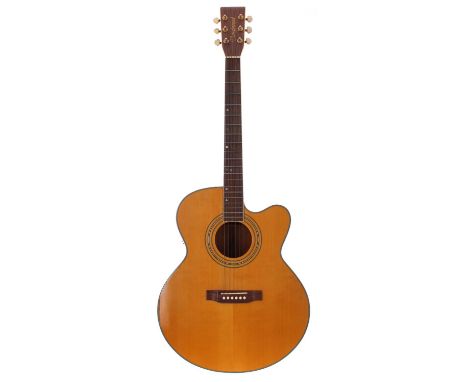 Tanglewood SJ-5 electro-acoustic guitar, made in Korea; Body: natural finish, surface scratches and minor dings to back, mino