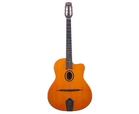 Richwood Artist Series RM-70-NT gypsy jazz acoustic guitar;&nbsp;Back and sides: laminated mahogany, a few minor dings; Top: 