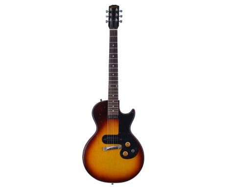 1961 Gibson Melody Maker electric guitar, made in USA, ser. no. 1xxx4; Body: sunburst finish, checking, dings and scars; Neck