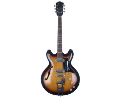 1968 Framus Atlantik semi-hollow body electric guitar, made in Germany;&nbsp;Body: sunburst finish, dings and light surface s
