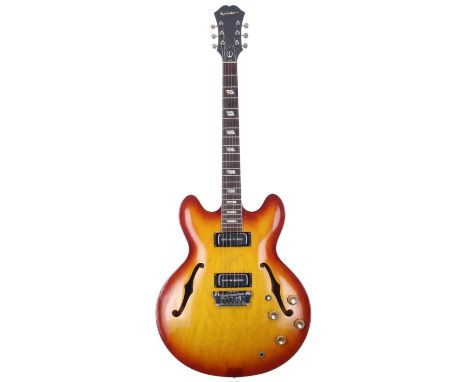 Epiphone Casino E230TD hollow body electric guitar, made in USA, circa 1964, ser. no. 1xxxx6; Body: sunburst finish, light ch