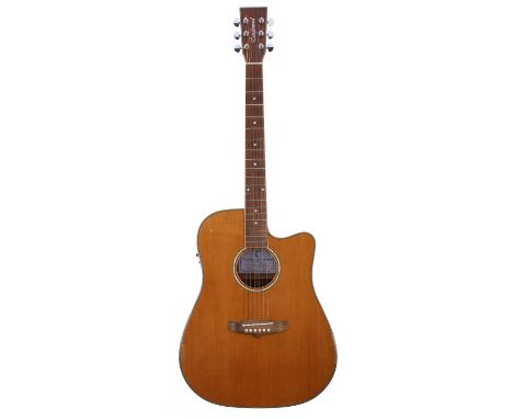 Tanglewood TW28CSRCE electro-acoustic guitar; Back and sides: rosewood, various minor blemishes; Top: natural spruce, a few m