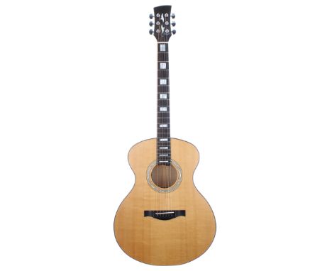 2013 Cas Davey Custom Modified OM acoustic guitar, made in Britain; Back and sides: flame maple, light buckle marks to back; 