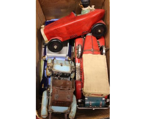 Three boxes of large-scale ceramic, resin, metal, tin plate, hand-built and other model cars