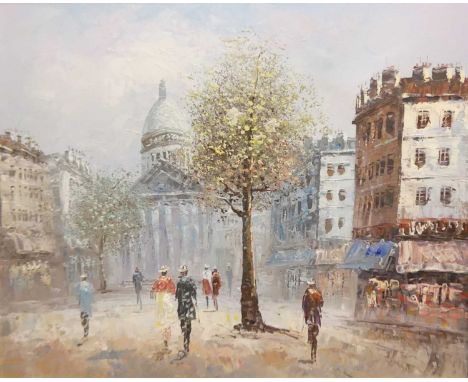 Pictures and prints to include H.K. Wattmore - Shades of Blue, lithograph; Parisian street scene oil on canvas; modern still 