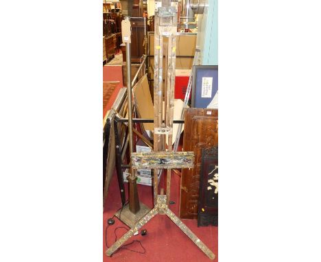A beech freestanding adjustable artist's easel