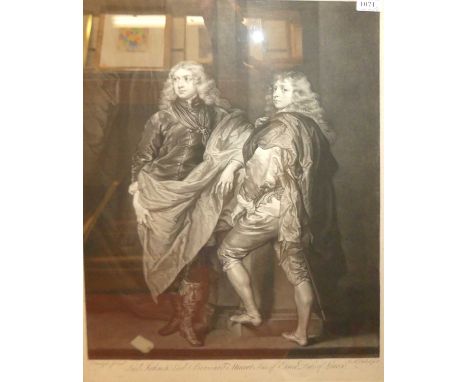 After D. Gardiner - Family group, monochrome engraving; together with four other 19th century monochrome engravings to includ
