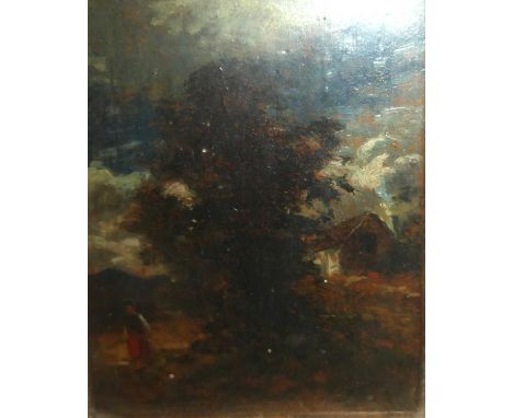 19th century English school - Pair; Lone figure in a landscape, oil on panel, each 11 x 9cm