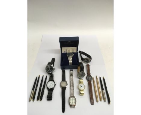 A collection of gent's watches including a boxed Oskar Emil Series 800 with luminous baton markers (like new), a Rotary autom