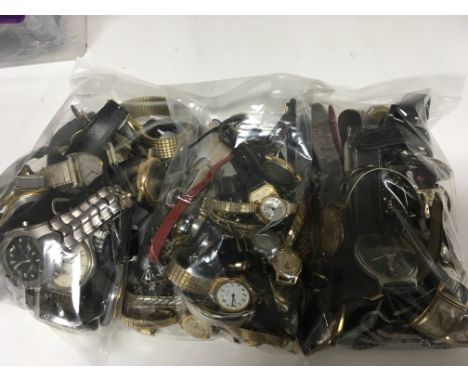 Three bags contains used worn watches some vintage manual winds Automatic and Quartz (sold as seen) 